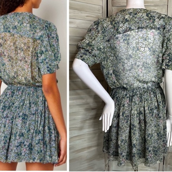 Zadig & Voltaire Betty Mousseline Liberty Garden floral mini wrap dress small - Picture 2 of 16